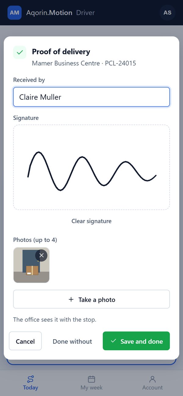 Driver app: proof of delivery with recipient, signature and photo