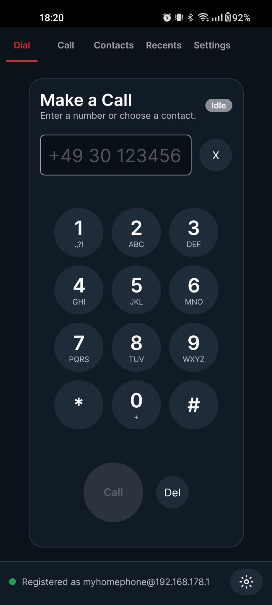 Aqorin Phone Mobile Android dialer screen