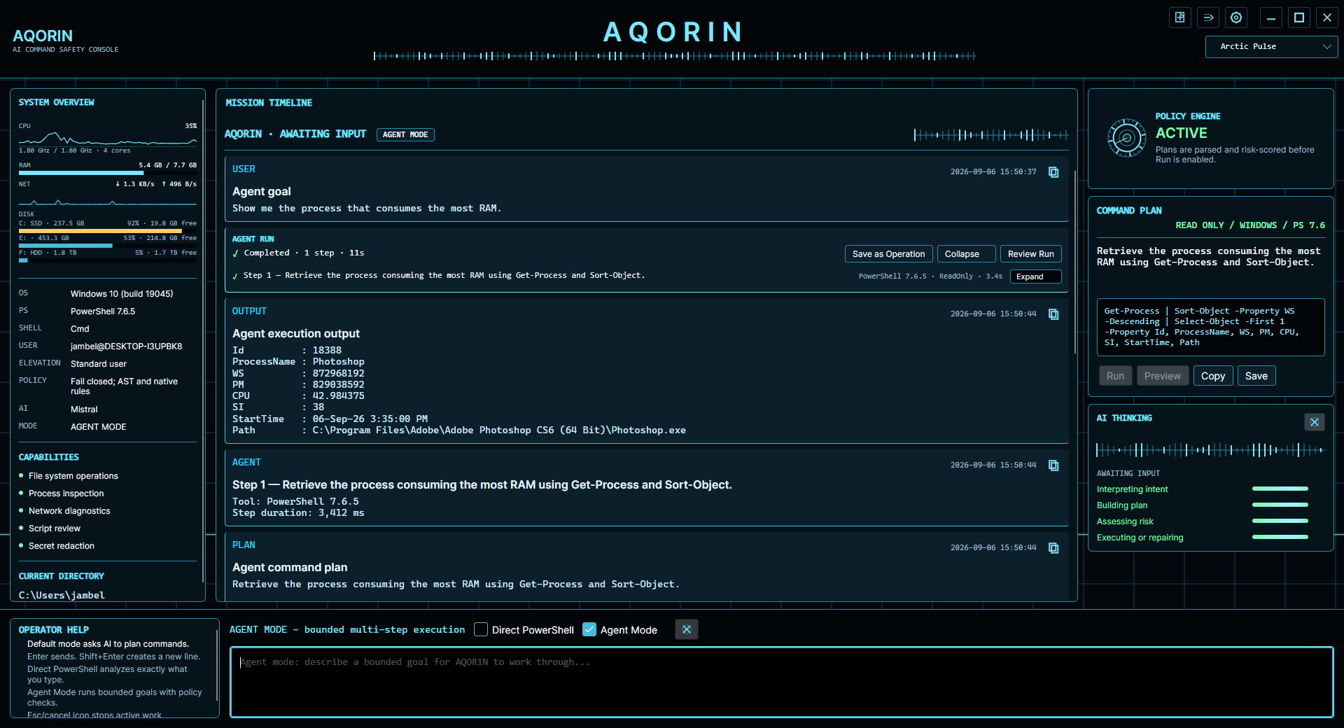 AQORIN expanded agent run