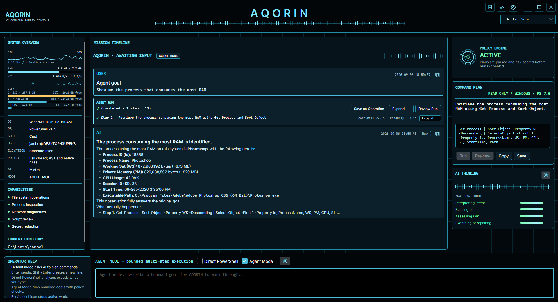 AQORIN Agent Mode RAM task