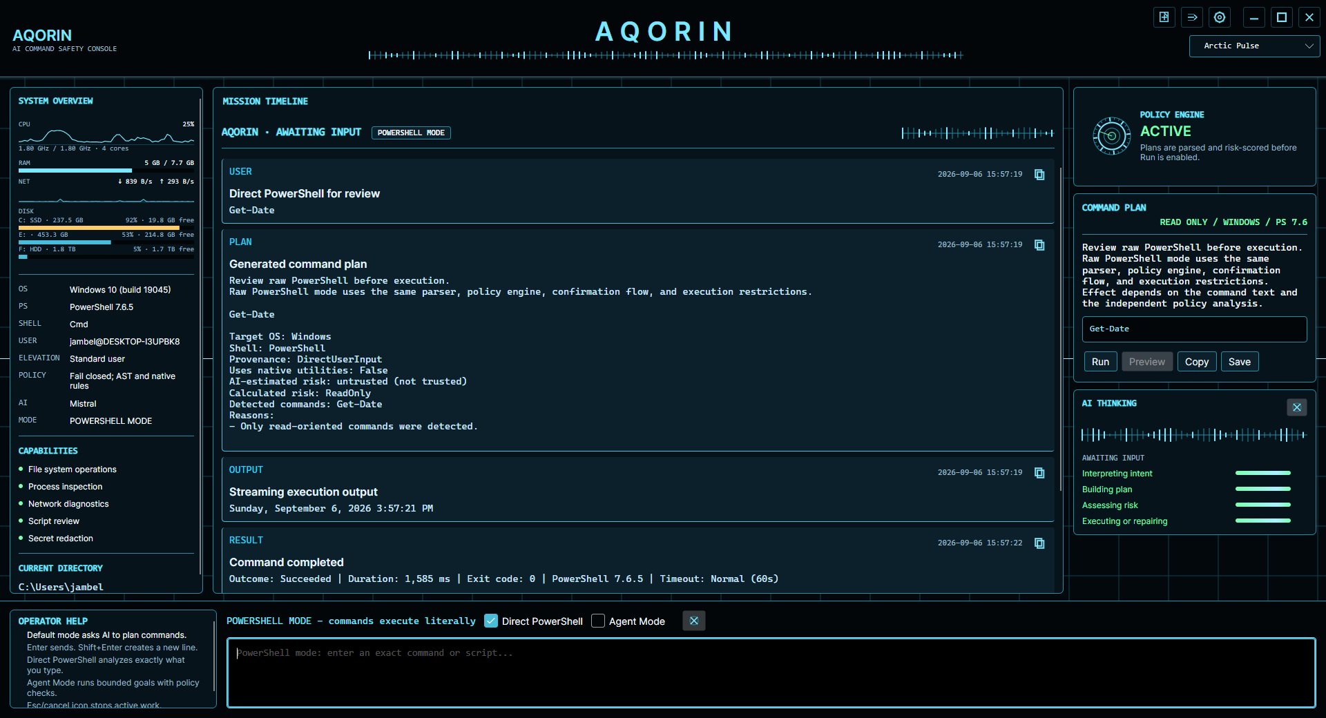 AQORIN Direct PowerShell Get-Date example