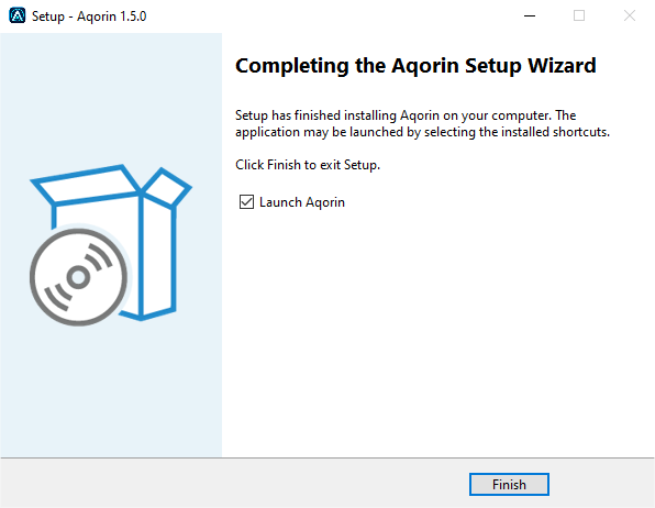 AQORIN setup completed screen