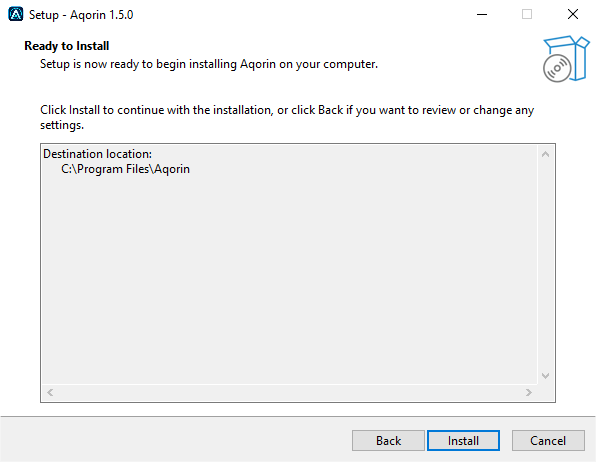 AQORIN installer ready to install