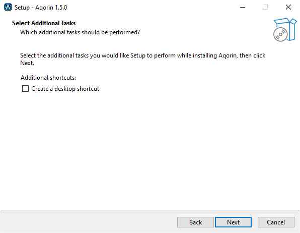 AQORIN installer desktop shortcut option